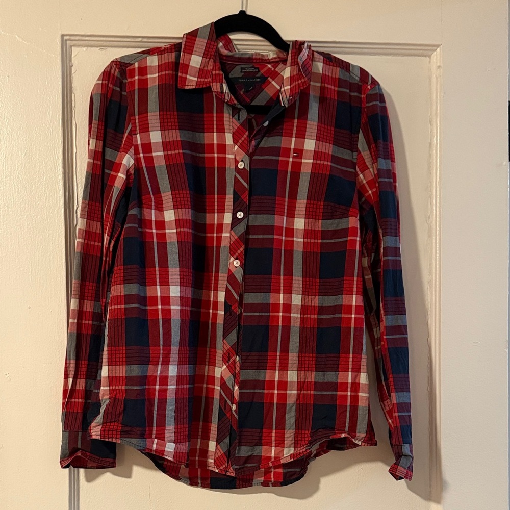 Tommy Hilfiger Red and Blue Plaid Shirt